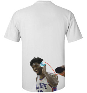 Back of AI/Embiid Cup and String White Tee